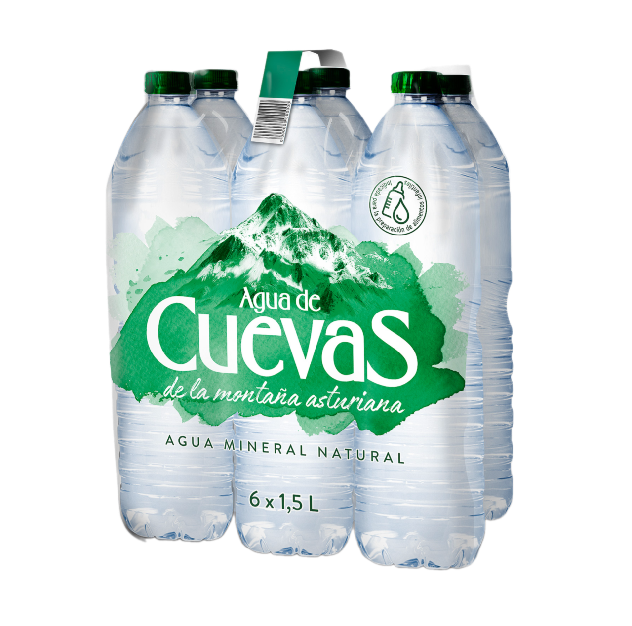 Pack de 6 botellas de litro y medio de Agua de Cuevas